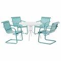 Claustro Gracie Outdoor Metal Dining Set, Pastel Blue Satin & White Satin - 5 Piece CL3049085